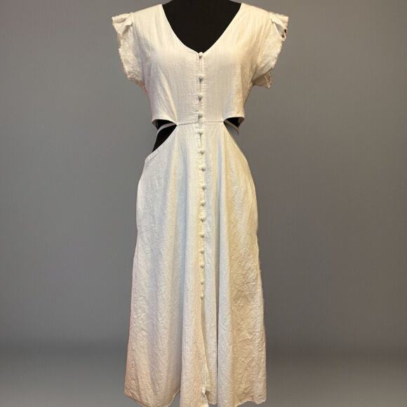 Altar’d State Dress Large White Cut Out Cotton Midi Cottagecore Beachy Boho - Picture 10 of 10